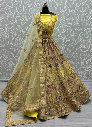 Yellow Color Net Lehenga Choli