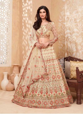 Yellow Color Net Sequins Work Lehenga