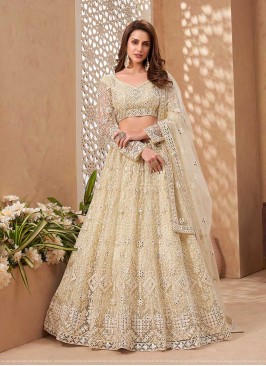 Yellow Color Net Thread Work Lehenga