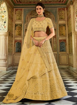 Yellow Color Organza Embroidered Lehenga Choli