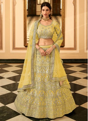 Yellow Color Organza Gota Patti Work Lehenga