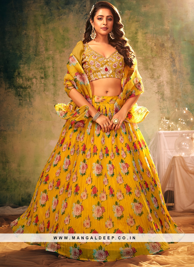 Yellow colour sales ghagra choli