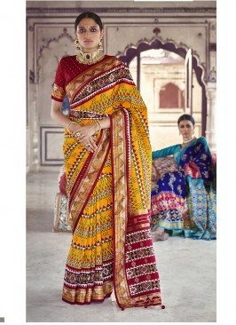 Yellow Color Patola Silk Marriage Sarees