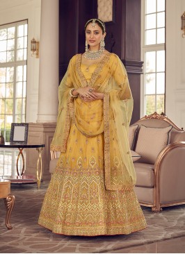 Yellow Color Pithi Wear Gota Patti Work Lehenga