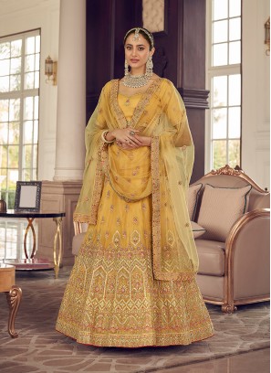 Yellow Color Pithi Wear Gota Patti Work Lehenga