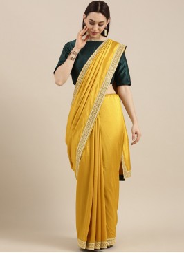 Yellow Color Poly Silk Fancy Saree