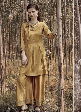 Yellow Color Poly Viscose Kurti Set