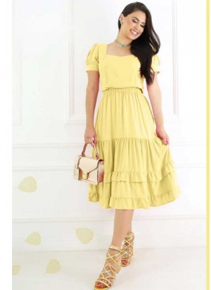 Yellow Color Rayon Cotton Kurti