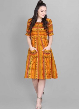 Yellow Color Rayon Designer Kurti