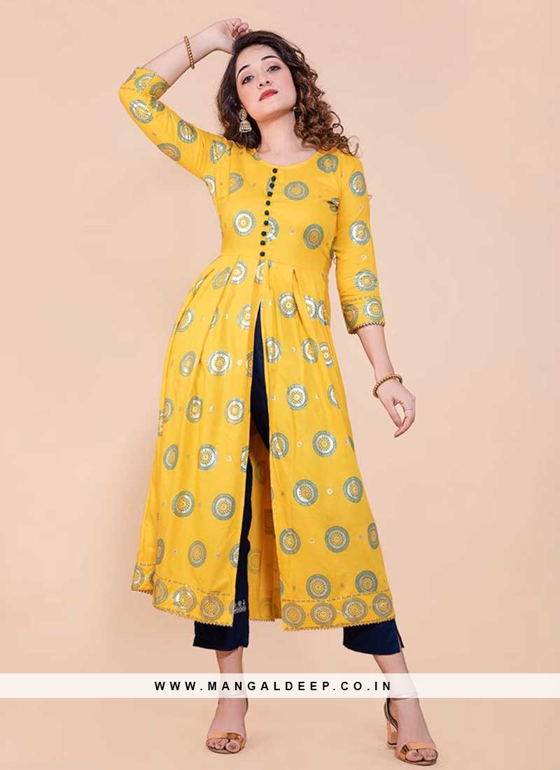 Designer Front Open Long Kurti Pattern Cutting