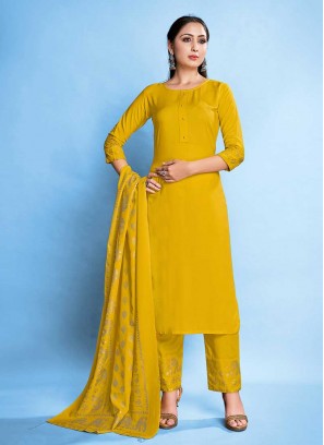 Yellow Color Rayon Latest Salwar Suit