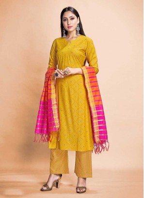 Yellow Color Rayon Readymade Salwar Suit