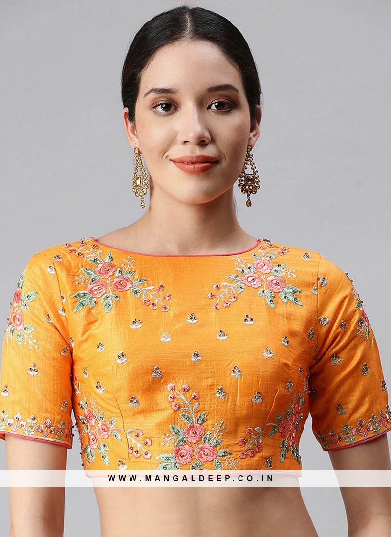 Yellow Color Silk Embroidered Heavy Work Blouse