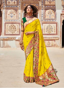 Yellow Color Silk Fancy Saree