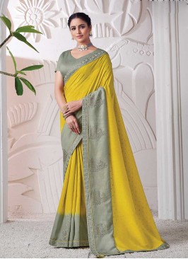 Yellow Color Silk Party Wear Saree