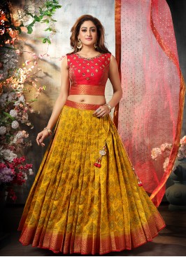 Yellow Color Silk Patola Style Haldi Wear Lehenga