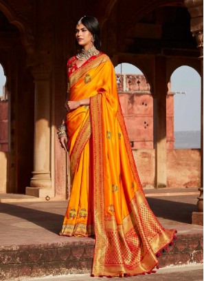 Yellow Color Silk Weaving Saree