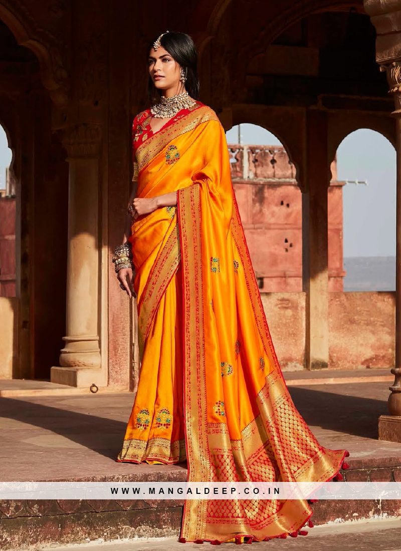 Yellow Color Silk Weaving Saree