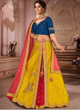 Yellow Color Silk Wedding Wear Lehenga