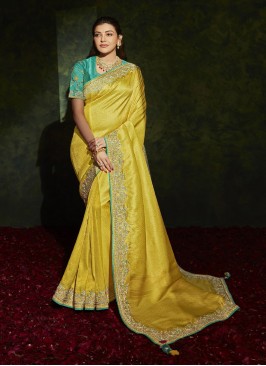 Yellow Color Silk Wedding Wear Saree