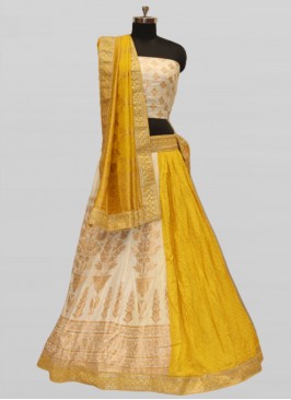 Yellow Color Silk Woven Work Lehenga For Women