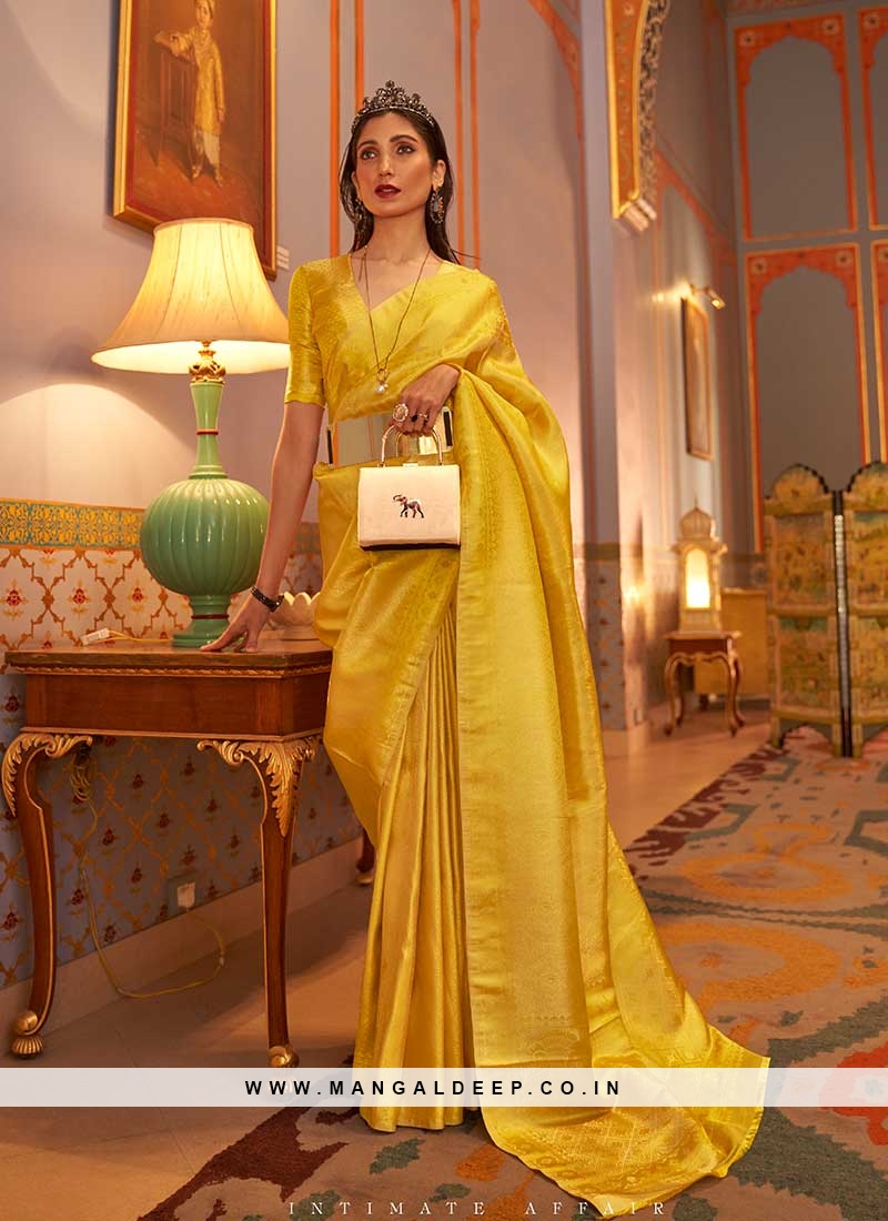 Yellow color on sale wedding saree
