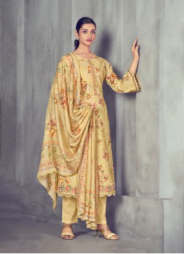 Yellow Digital Print Trendy Salwar Suit