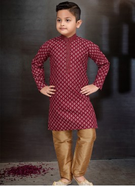 Marron Elegance Boys' Kurta and Trouser Set.