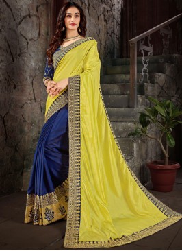 Yellow Embroidered Art Silk Trendy Saree
