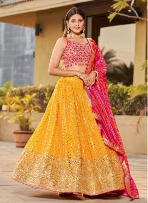 Yellow Engagement A Line Lehenga Choli