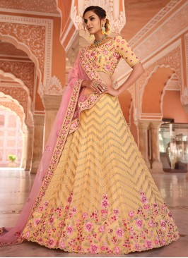 Yellow Faux Georgette Lehenga Choli