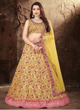 Yellow Festival Satin Trendy Lehenga Choli