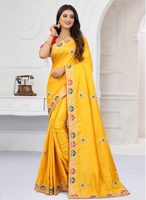 Yellow Festival Silk Traditional Saree