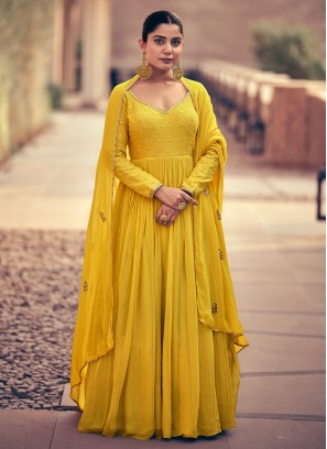 Yellow Georgette Festival Gown 