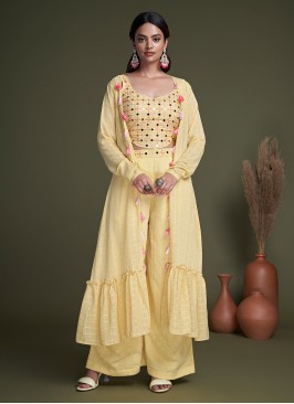 Yellow Georgette Trendy Salwar Kameez