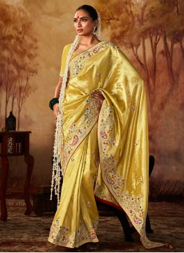 Yellow Kanjivaram Silk Ceremonial Classic Saree