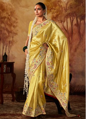 Yellow Kanjivaram Silk Ceremonial Classic Saree
