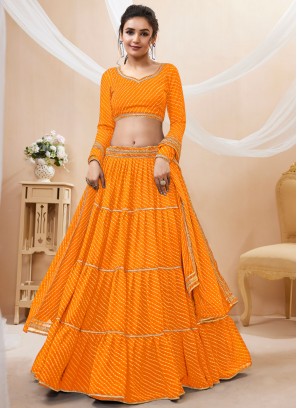 Yellow Lace Georgette Lehenga Choli