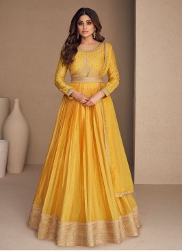 Yellow Lace Wedding Designer Gown