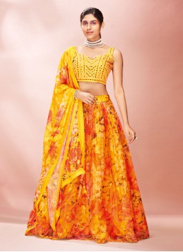 Yellow Organza Wedding Readymade Lehenga Choli