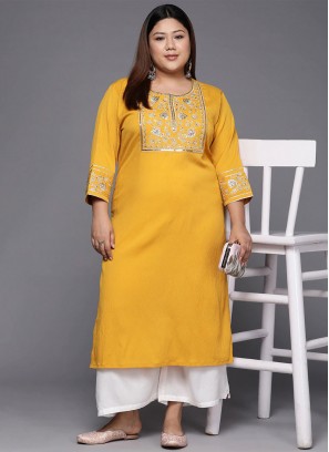 Yellow Party Casual Kurti