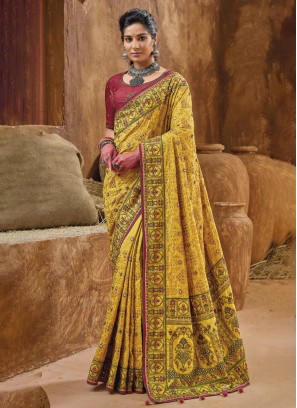 Yellow Reception Banarasi Silk Saree