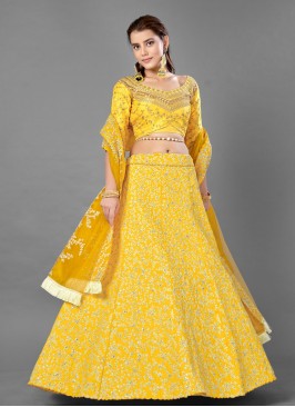 Yellow Sangeet Art Silk Lehenga Choli