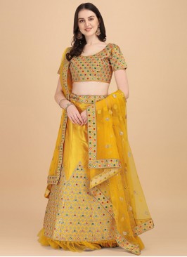 Yellow Sequins A Line Lehenga Choli