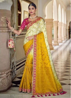 Yellow Silk Designer Traditional Saree