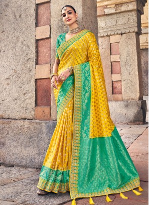 Yellow Silk Weaving Classic Saree