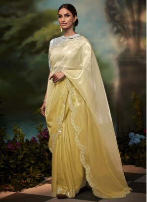 Yellow Silk Wedding Contemporary Saree