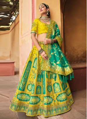Yellow Silk Zari A Line Lehenga Choli