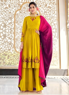 Yellow Wedding Georgette Readymade Salwar Kameez