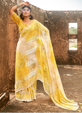 Yellow Weight Less Casual Trendy Saree